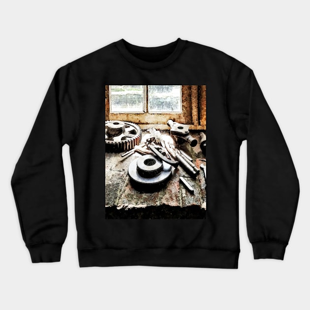 Machinists - Gears and Wrenches in Machine Shop Crewneck Sweatshirt by SusanSavad